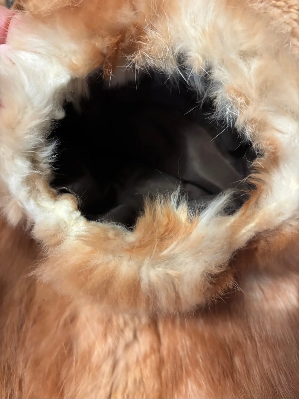 Vtg 70s Pizitz Real Rabbit Fur Caramel Brown Trench Belted Coat Jacket Size XS/S